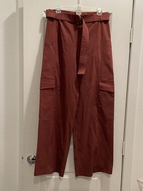 Zara Wide-Leg Cargo Pants in Rust